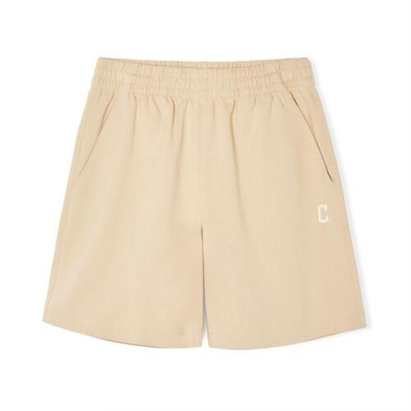 MLB Basic Small Logo 7in Shorts Bottoms Beige | USA_MLB63190