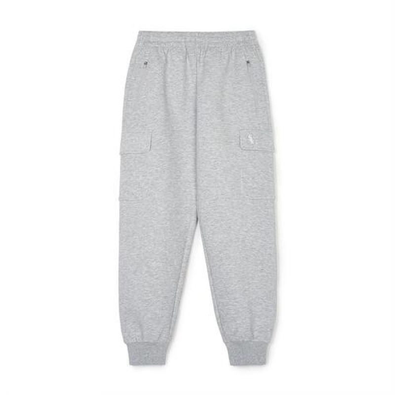 MLB Basic Small Logo Cargo Track Pants Bottoms Grey | USA_MLB90704