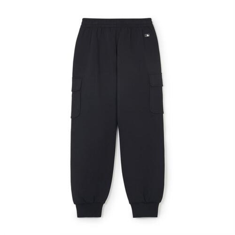 MLB Basic Small Logo Cargo Track Pants Bottoms Black | USA_MLB66304