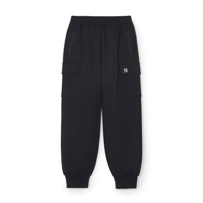 MLB Basic Small Logo Cargo Track Pants Bottoms Black | USA_MLB66304