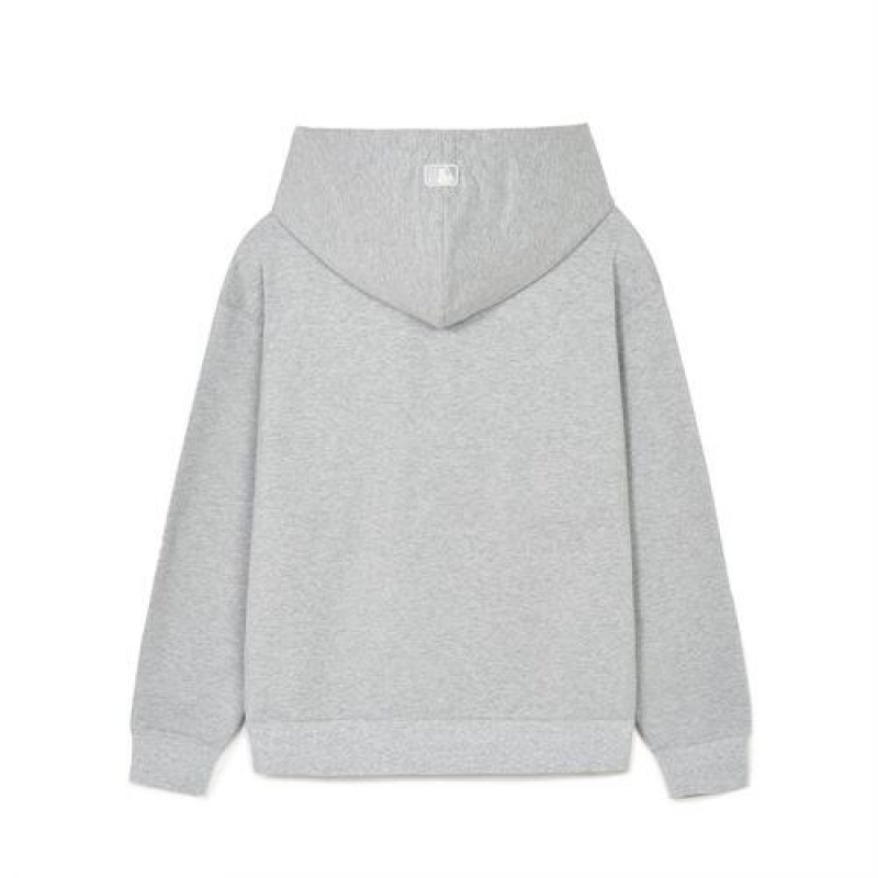 MLB Basic Small Logo Overfit Hoodie Grey | USA_MLB39364