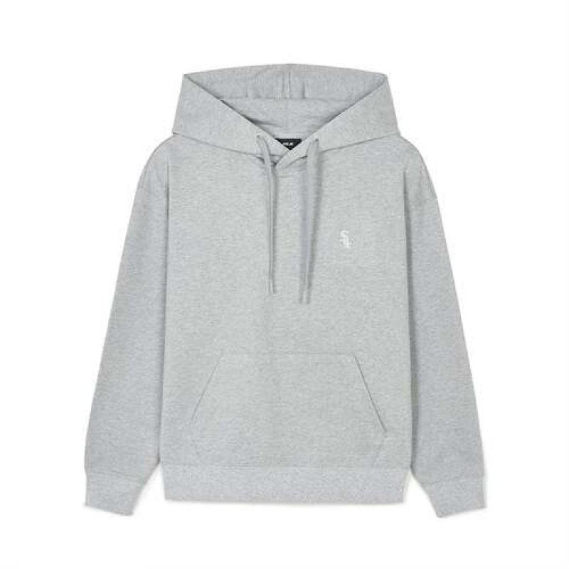 MLB Basic Small Logo Overfit Hoodie Grey | USA_MLB39364