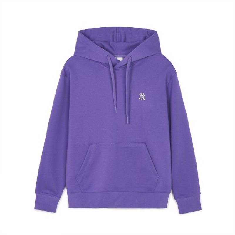 MLB Basic Small Logo Overfit Hoodie Purple | USA_MLB49125