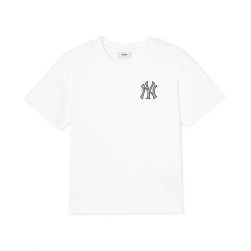 MLB Basic Small Logo T Shirt Tops White | USA_MLB89868