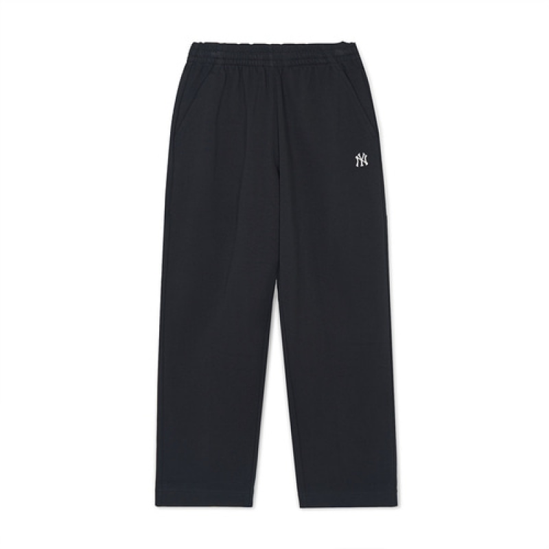 MLB Basic Small Logo Wide Pants Bottoms Black | USA_MLB44676