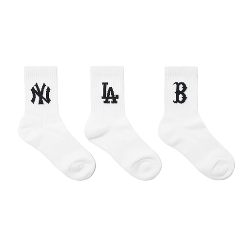 MLB Big Logo Socks White | USA_MLB33026