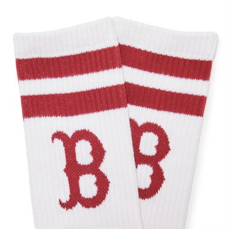 MLB Big Logo Stripe Socks White | USA_MLB83971