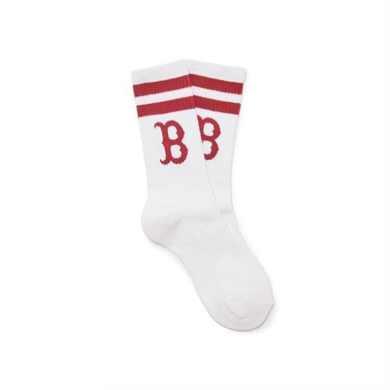 MLB Big Logo Stripe Socks White | USA_MLB83971