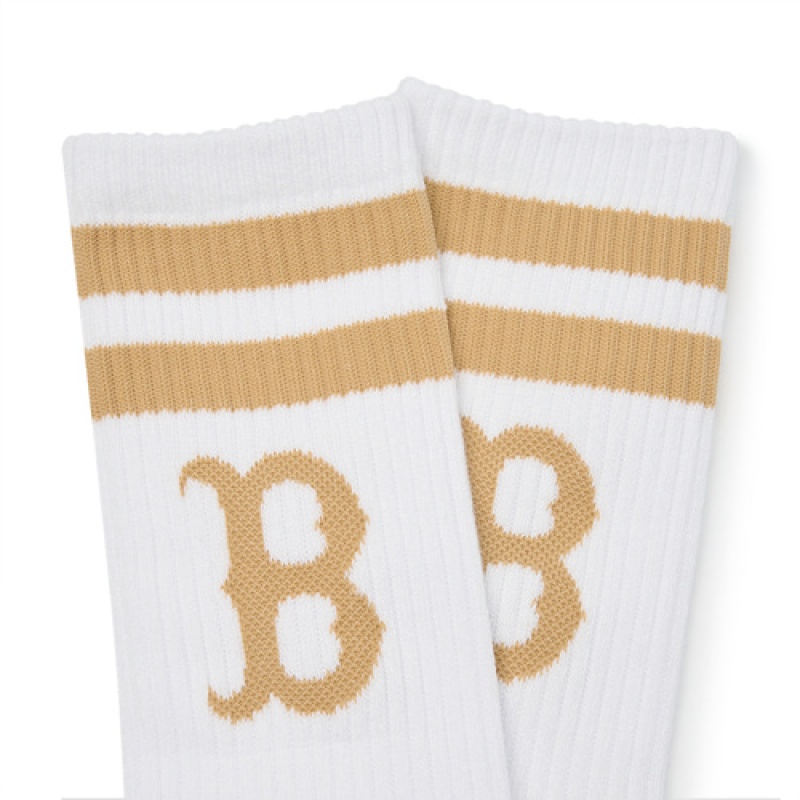 MLB Big Logo Stripe Socks White | USA_MLB80297