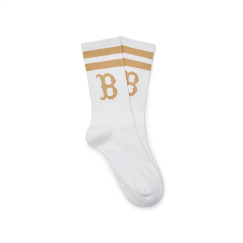 MLB Big Logo Stripe Socks White | USA_MLB80297