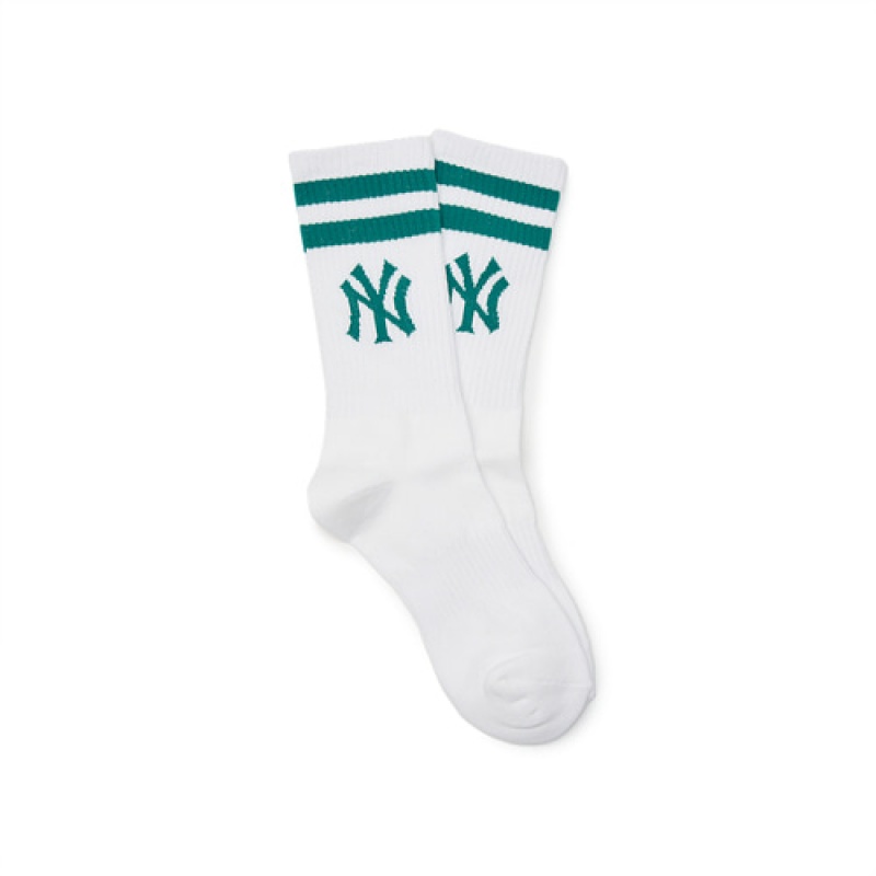 MLB Big Logo Stripe Socks White | USA_MLB86982