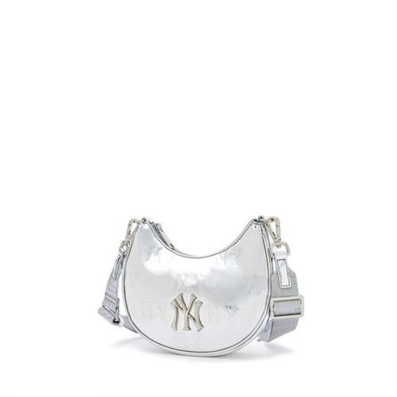 MLB Bling Bling Monogram Mini Crossbody Bags Silver | USA_MLB90750