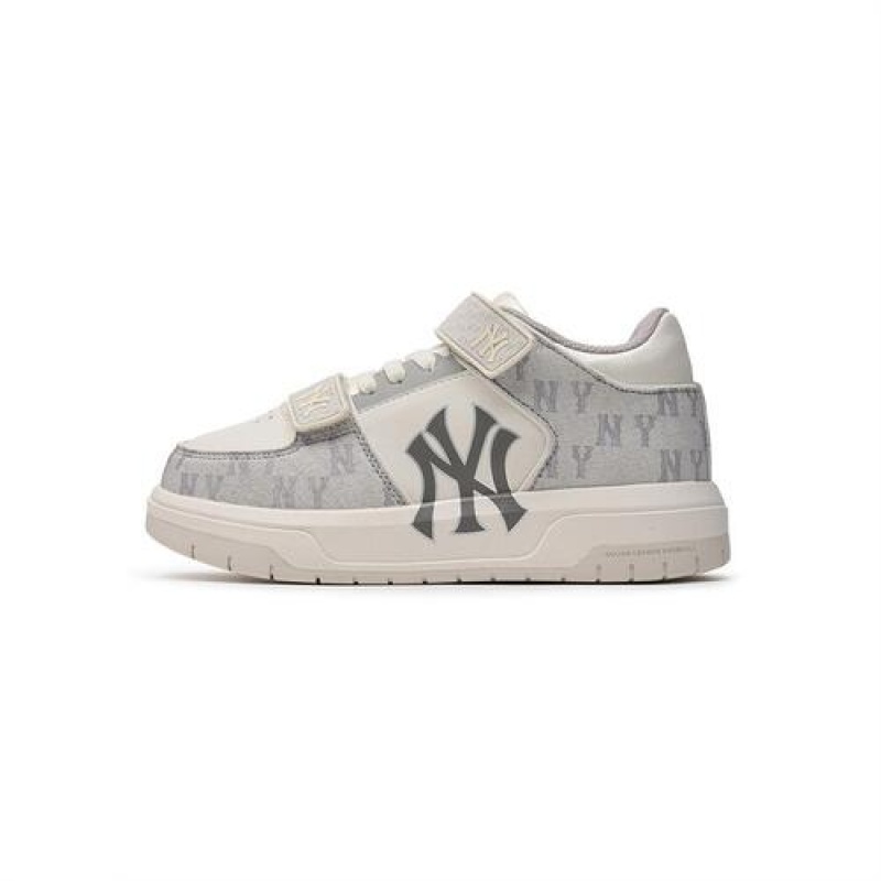 MLB Chunky Liner Mid Denim Monogram Junior Shoes Grey | USA_MLB88467