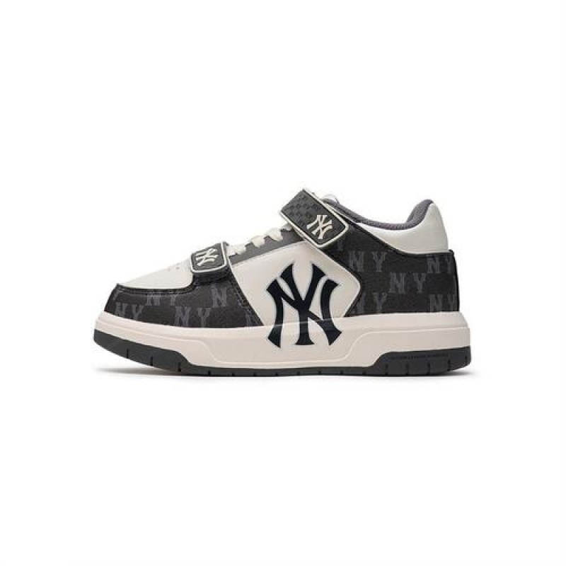 MLB Chunky Liner Mid Denim Monogram Junior Shoes Black | USA_MLB21820