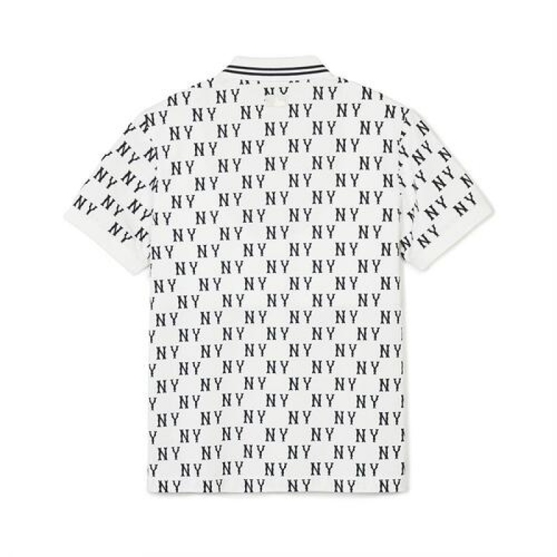 MLB Classic Monogram All Over Polo T Shirts White | USA_MLB94376