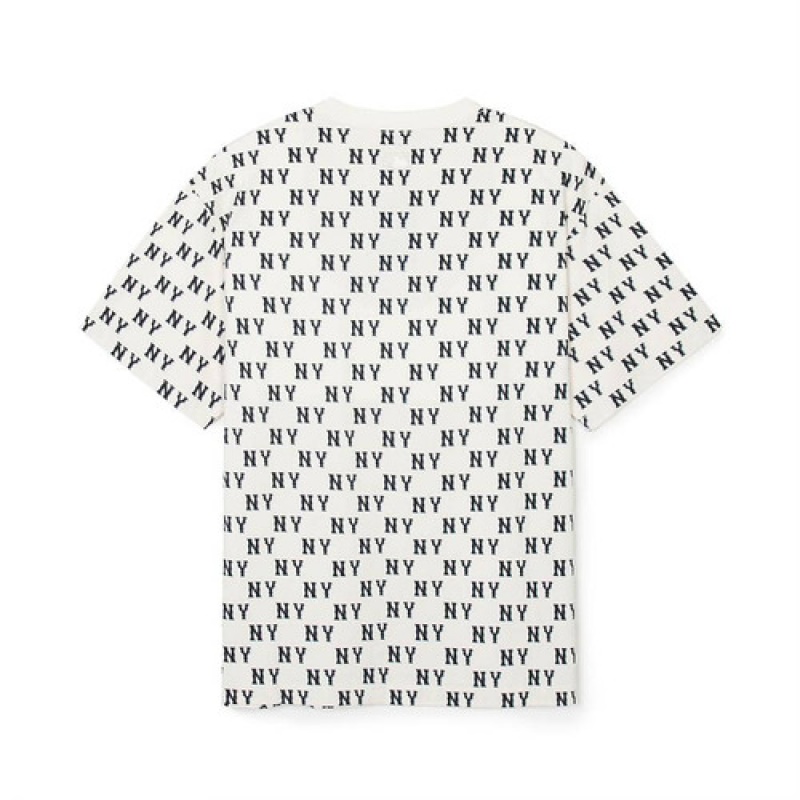 MLB Classic Monogram Allover Overfit T Shirts White | USA_MLB65699