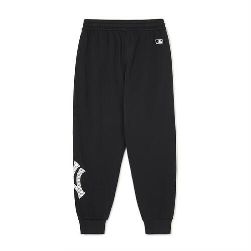 MLB Classic Monogram Big Lux Jogger Pants Bottoms Black | USA_MLB22351