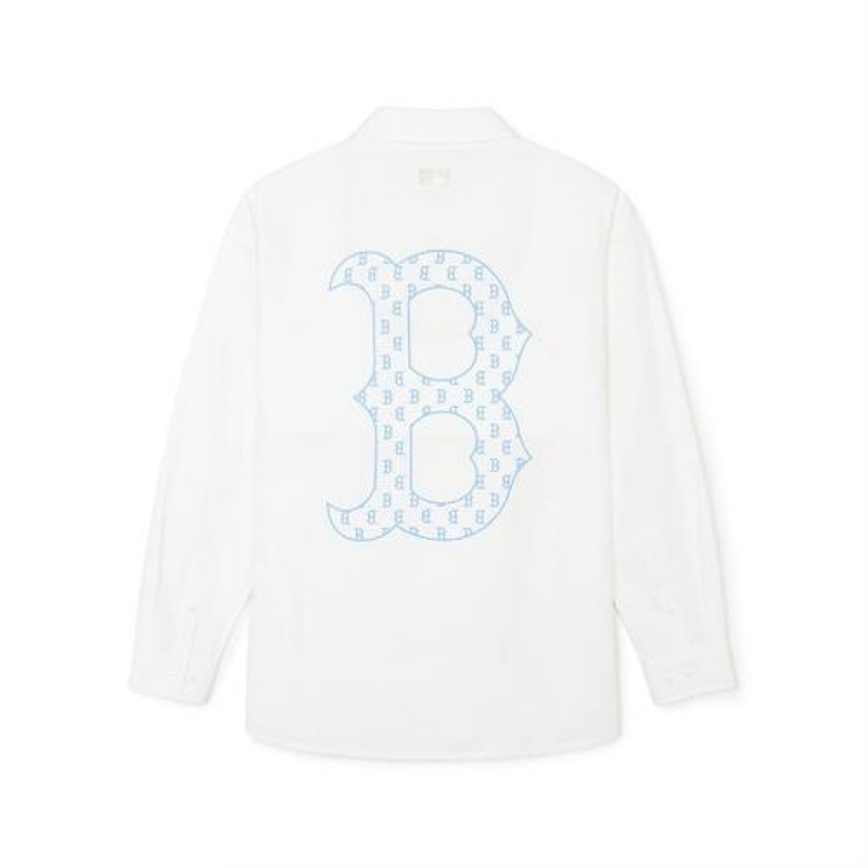 MLB Classic Monogram Big Lux Long Sleeve Shirts White | USA_MLB92956