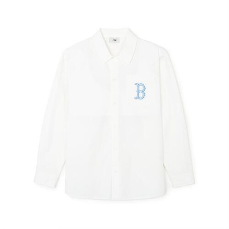 MLB Classic Monogram Big Lux Long Sleeve Shirts White | USA_MLB92956