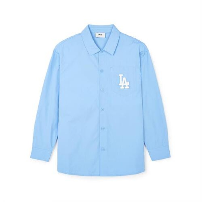 MLB Classic Monogram Big Lux Long Sleeve Shirts Blue | USA_MLB89366