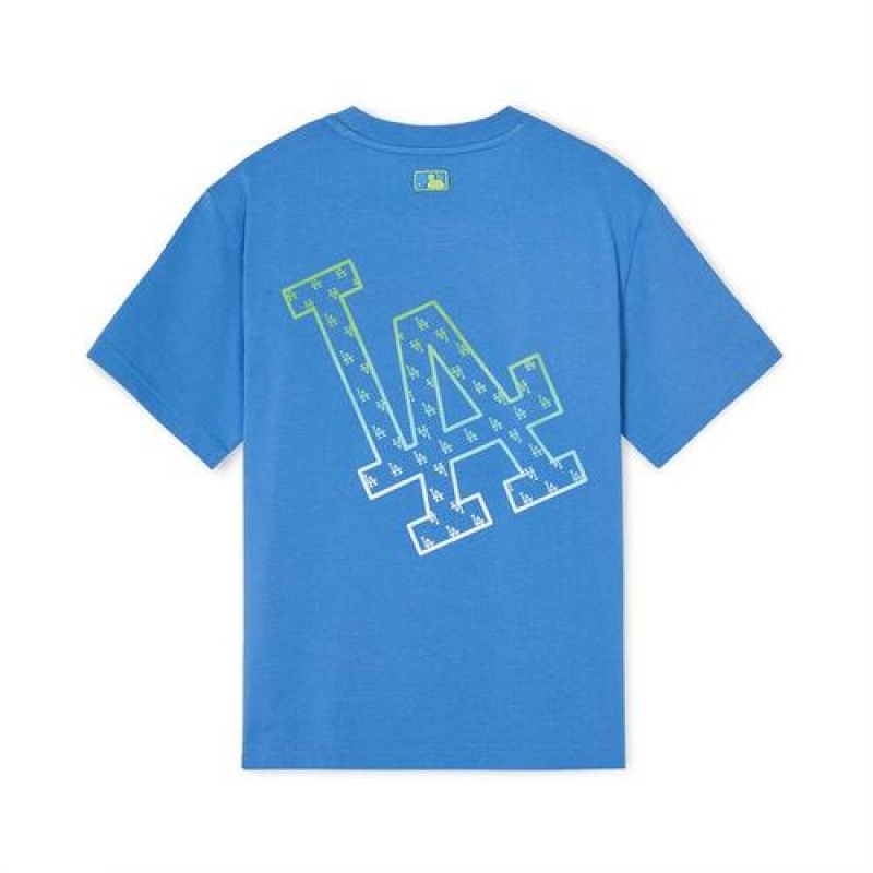 MLB Classic Monogram Gradation Big Logo T Shirt Tops Blue | USA_MLB93234