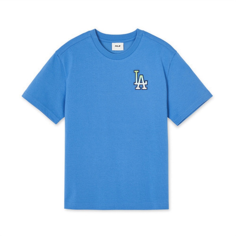 MLB Classic Monogram Gradation Big Logo T Shirt Tops Blue | USA_MLB93234