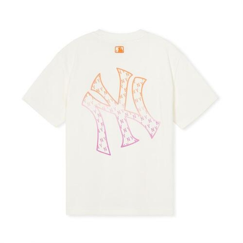 MLB Classic Monogram Gradation Big Logo T Shirt Tops White | USA_MLB40973