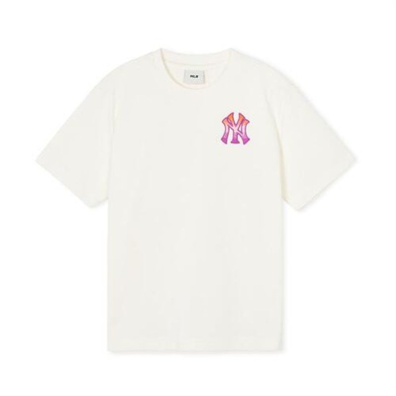 MLB Classic Monogram Gradation Big Logo T Shirt Tops White | USA_MLB40973