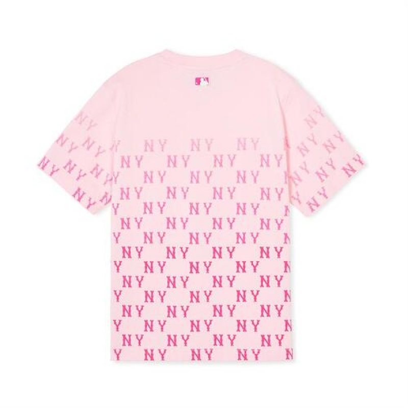 MLB Classic Monogram Gradation T Shirt Tops Pink | USA_MLB39004