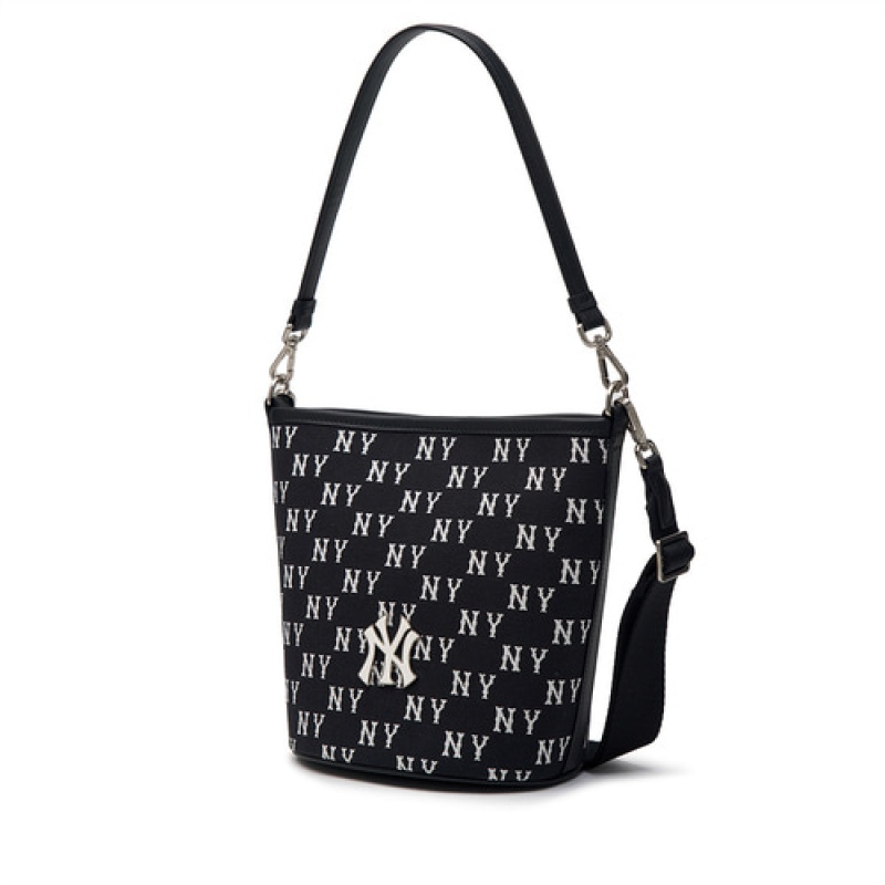 MLB Classic Monogram Jacquard Crossbody Bags Black | USA_MLB85420