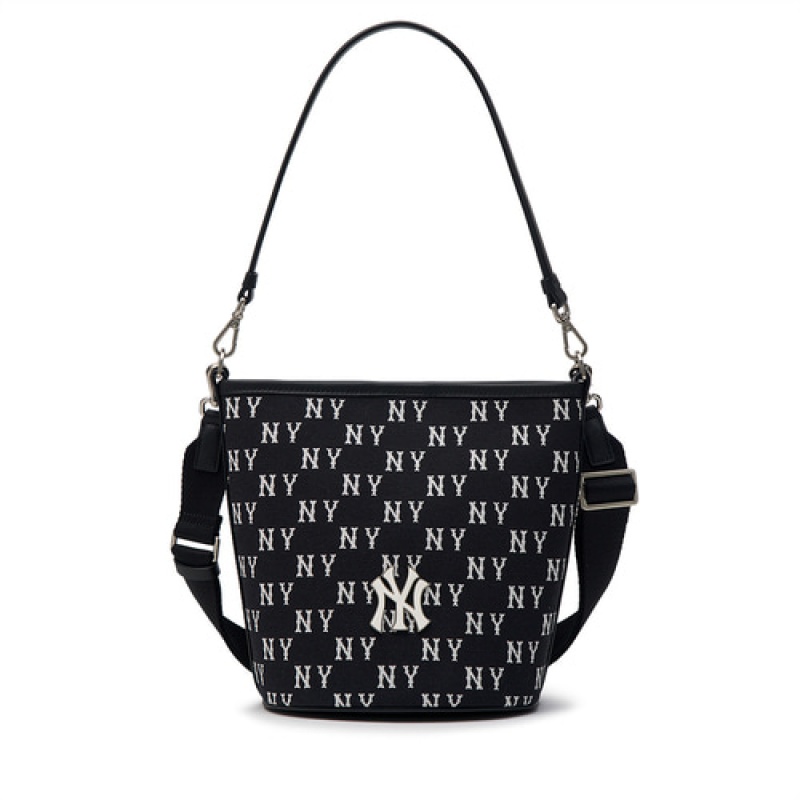 MLB Classic Monogram Jacquard Crossbody Bags Black | USA_MLB85420