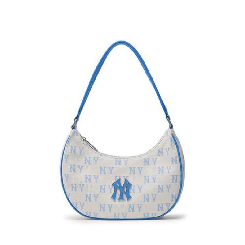 MLB Classic Monogram Jacquard Hobo Bags White | USA_MLB22049