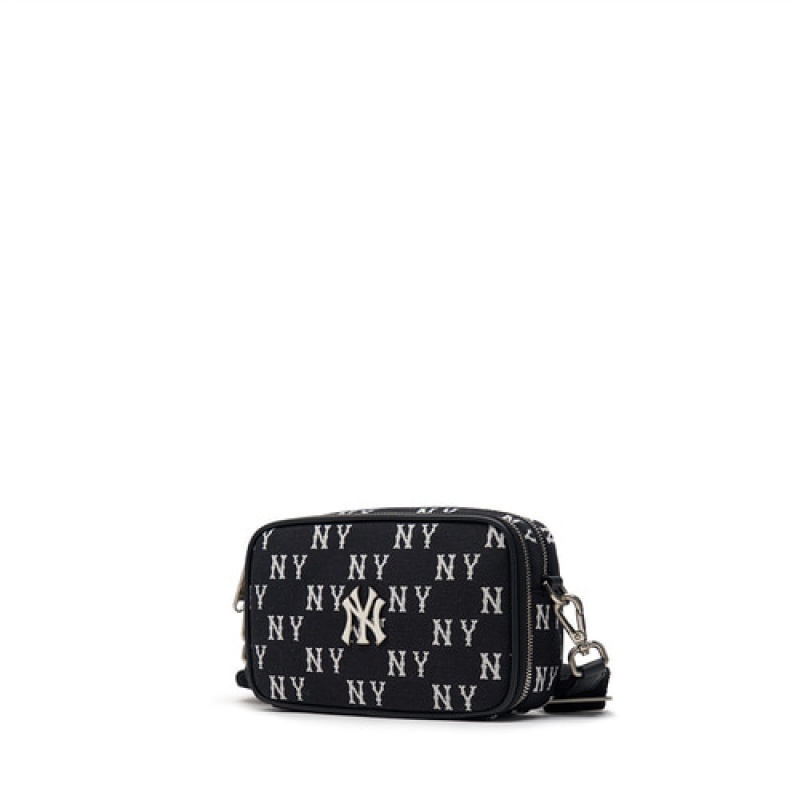 MLB Classic Monogram Jacquard Mini Crossbody Bags Black | USA_MLB87808