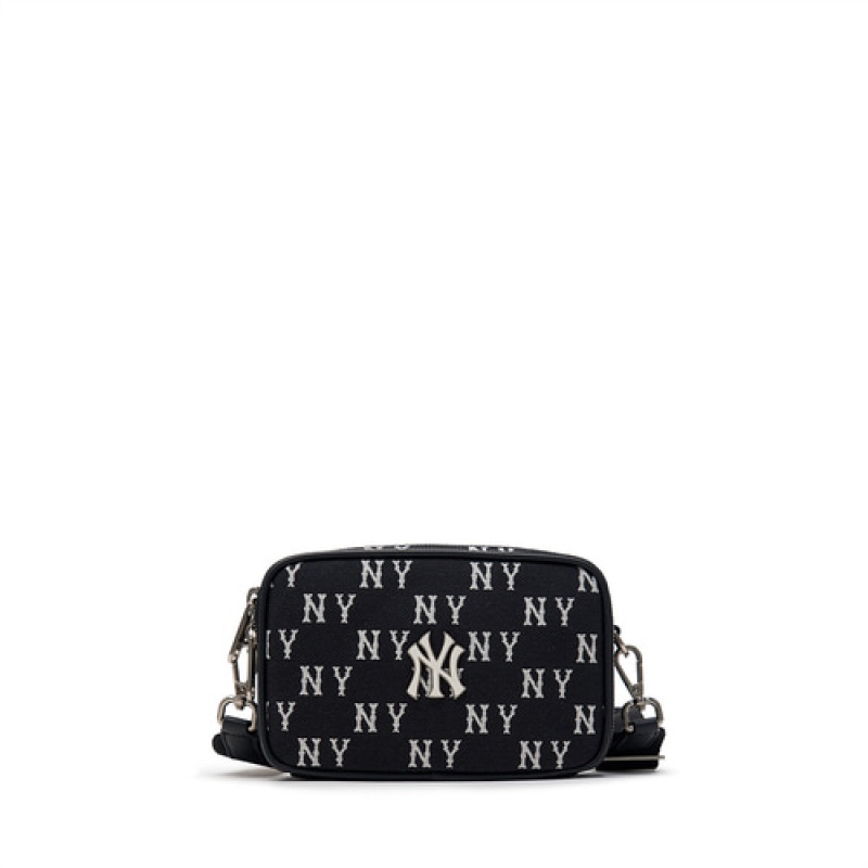 MLB Classic Monogram Jacquard Mini Crossbody Bags Black | USA_MLB87808