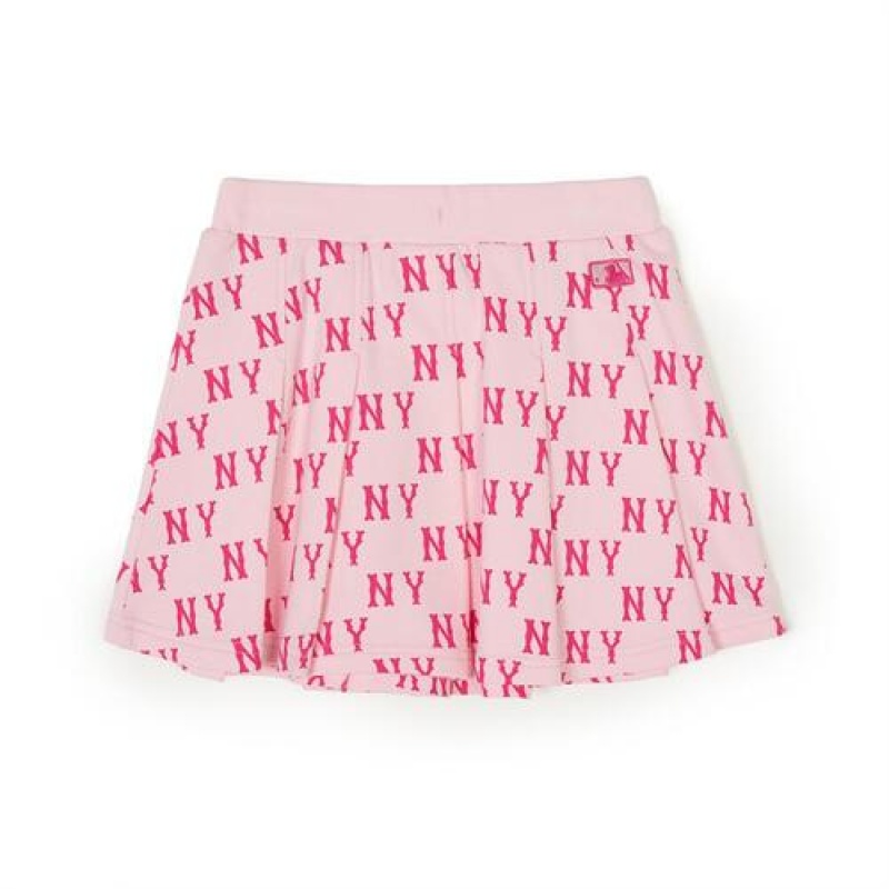 MLB Classic Monogram Pleats Skirt Bottoms Pink | USA_MLB30535