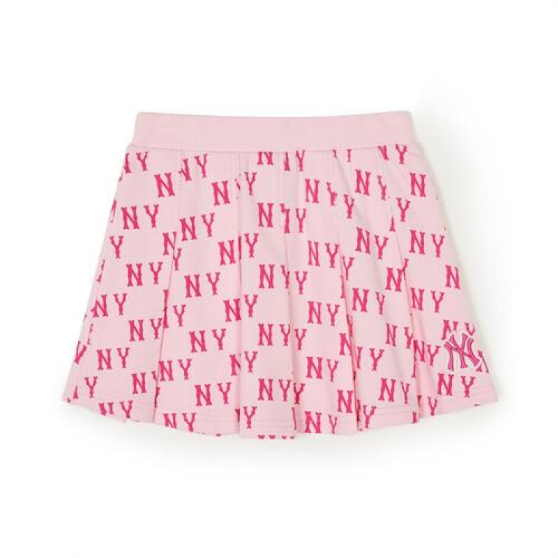 MLB Classic Monogram Pleats Skirt Bottoms Pink | USA_MLB30535