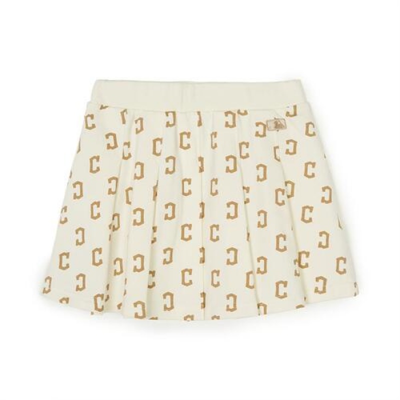 MLB Classic Monogram Pleats Skirt Bottoms Beige | USA_MLB86176