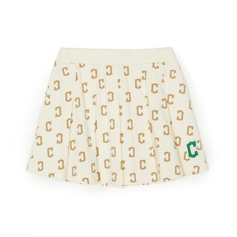 MLB Classic Monogram Pleats Skirt Bottoms Beige | USA_MLB86176