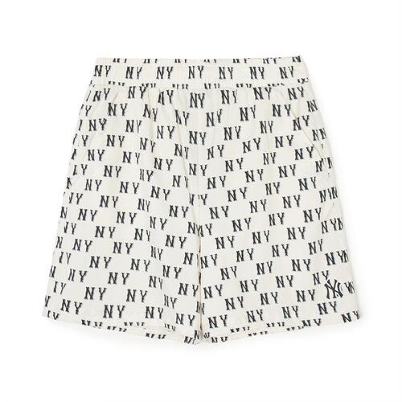 MLB Classic Monogram Print 7.5in Woven Shorts Bottoms White | USA_MLB11842