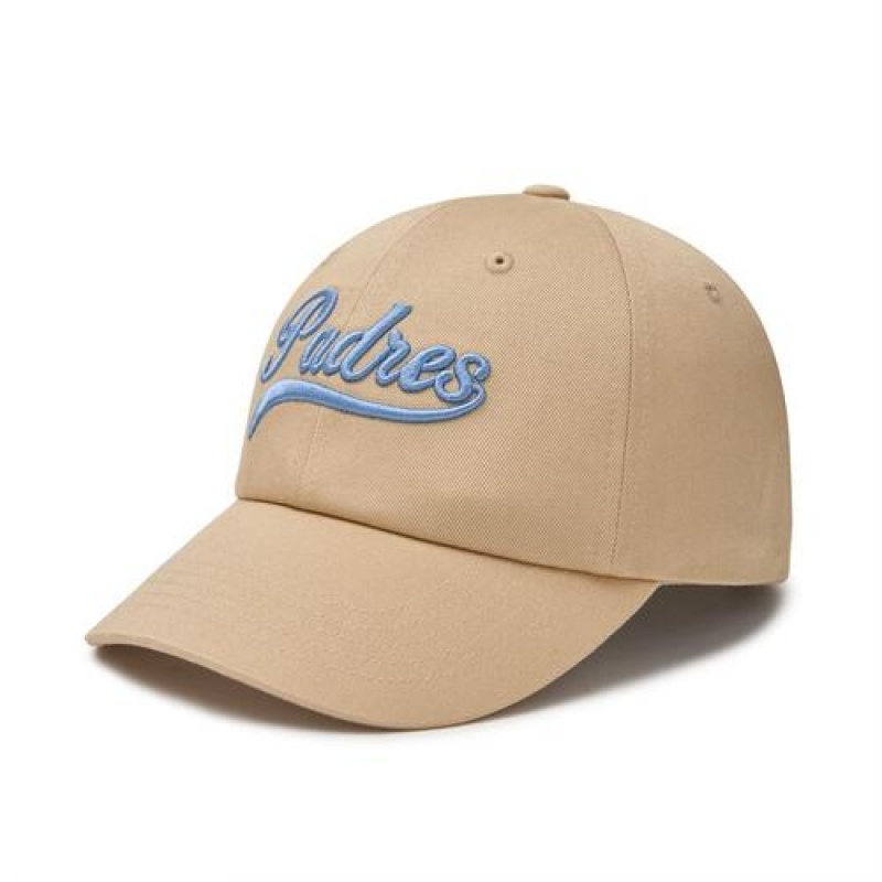 MLB Cursive Lettering Unstructured Baseball Caps Beige | USA_MLB77610