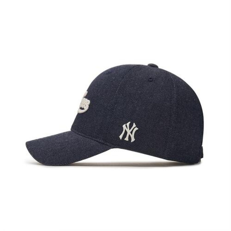 MLB Cursive Logo Denim Like Unstructured Baseball Caps Dark Grey | USA_MLB59168