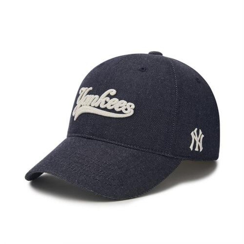 MLB Cursive Logo Denim Like Unstructured Baseball Caps Dark Grey | USA_MLB59168