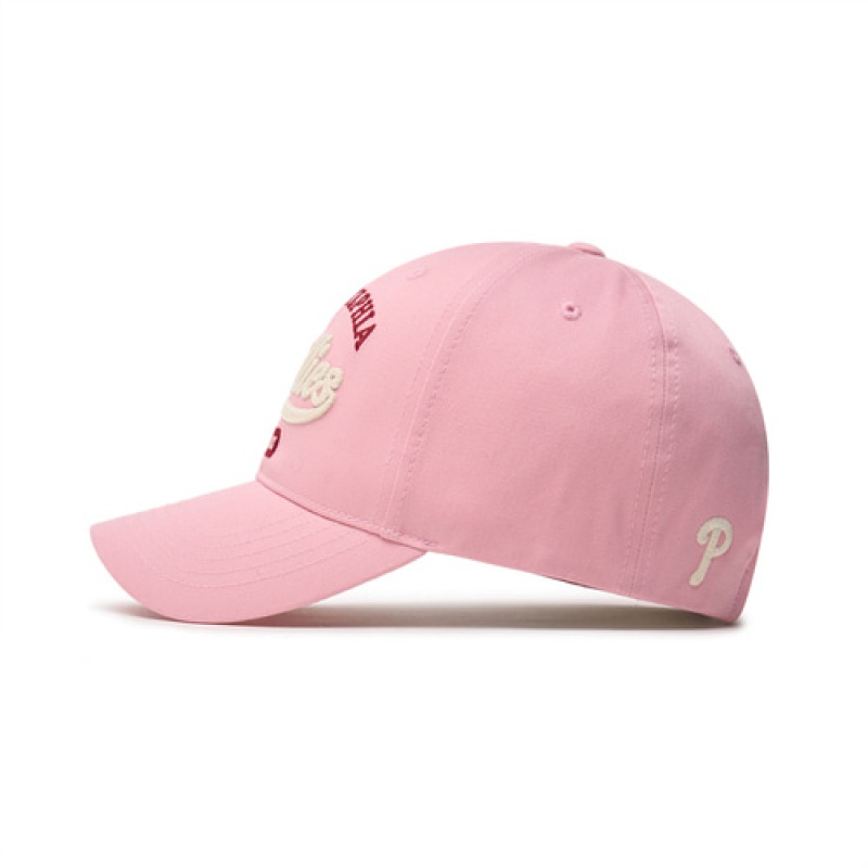 MLB Cursive Logo Unstructured Baseball Caps Pink | USA_MLB17434