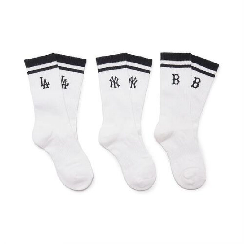 MLB Daily Stripe Socks White | USA_MLB33565