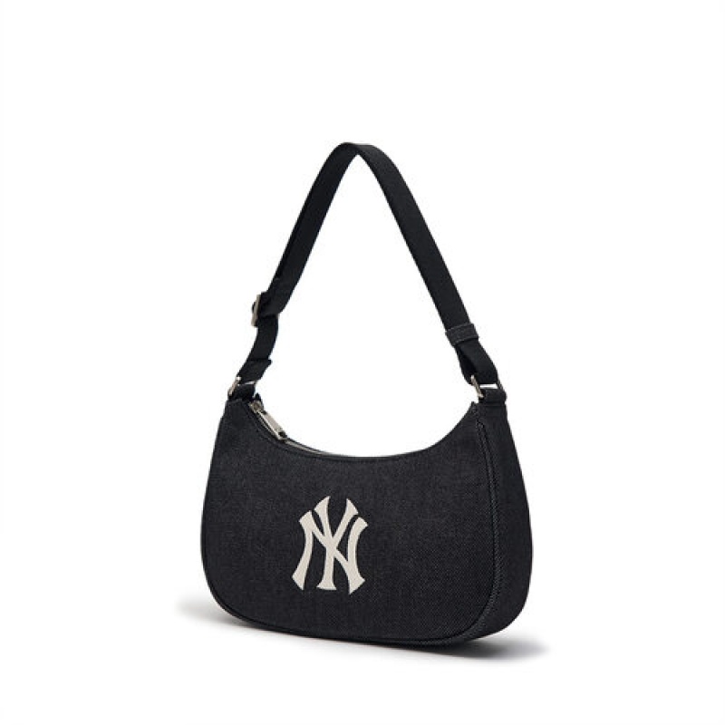 MLB Denim Hobo Bags Black | USA_MLB78425