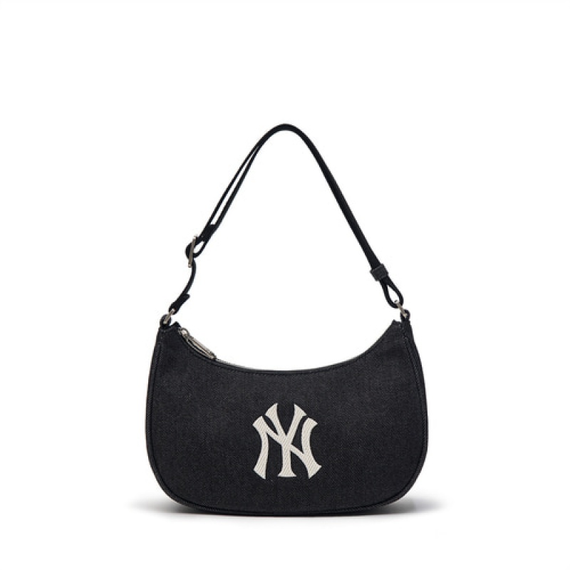 MLB Denim Hobo Bags Black | USA_MLB78425