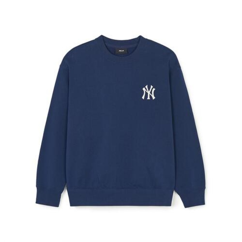 MLB Denim Like Monogram Big Lux Sweatshirts Blue | USA_MLB76352