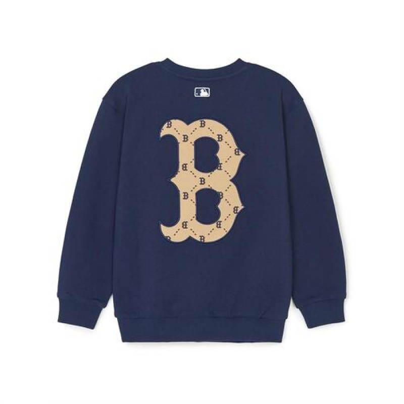 MLB Dia Monogram Applique Sweatshirt Tops Navy | USA_MLB23398