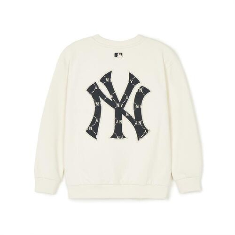 MLB Dia Monogram Applique Sweatshirt Tops White | USA_MLB92118