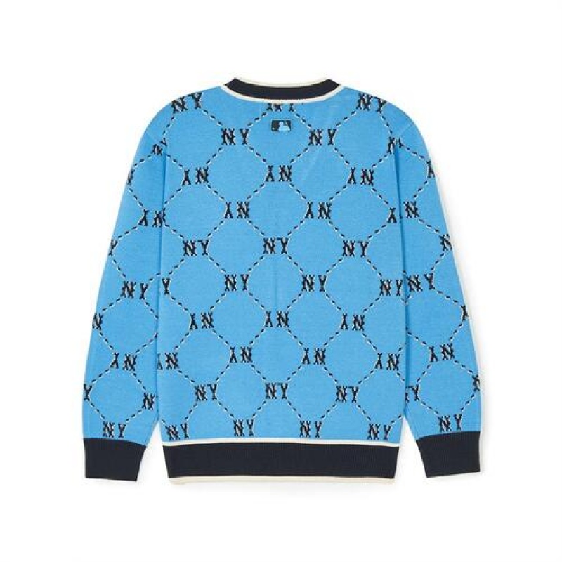 MLB Dia Monogram Cardigan Tops Blue | USA_MLB59844